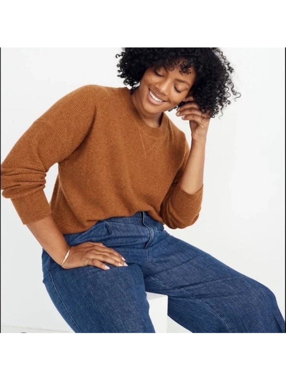 Madewell Cashmere Sweatshirt in Burnt Spice XS - Picture 2 of 7